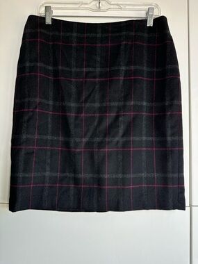 Talbots Wool Plaid Skirt Size 8 Black NWT